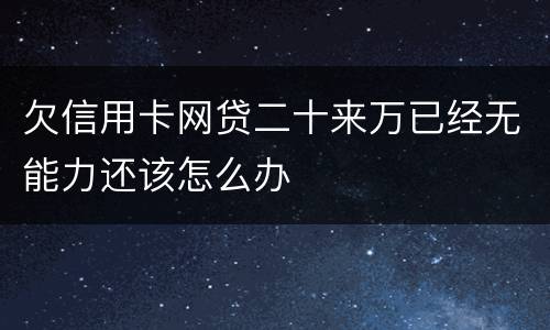 欠信用卡网贷二十来万已经无能力还该怎么办