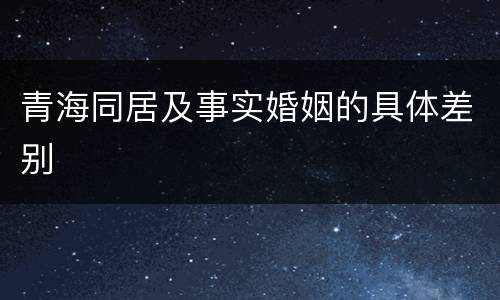 青海同居及事实婚姻的具体差别