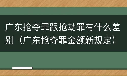 广东抢夺罪跟抢劫罪有什么差别（广东抢夺罪金额新规定）