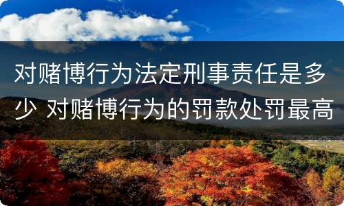 对赌博行为法定刑事责任是多少 对赌博行为的罚款处罚最高限额是