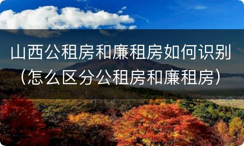 山西公租房和廉租房如何识别（怎么区分公租房和廉租房）
