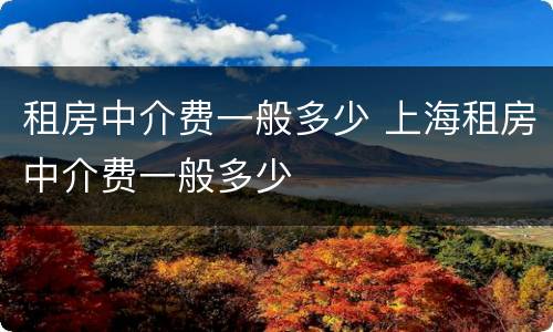 租房中介费一般多少 上海租房中介费一般多少