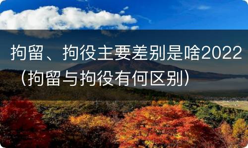 拘留、拘役主要差别是啥2022（拘留与拘役有何区别）