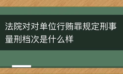 法院对对单位行贿罪规定刑事量刑档次是什么样
