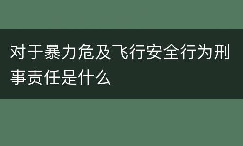 对于暴力危及飞行安全行为刑事责任是什么
