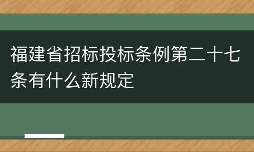 福建省招标投标条例第二十七条有什么新规定