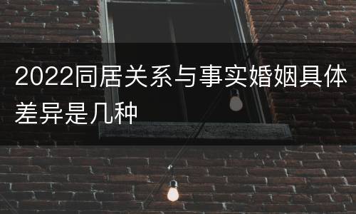 2022同居关系与事实婚姻具体差异是几种