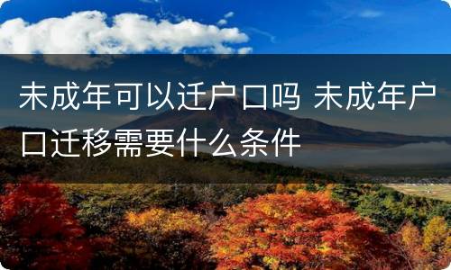 未成年可以迁户口吗 未成年户口迁移需要什么条件