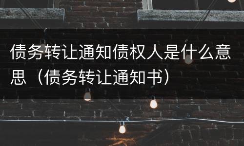债务转让通知债权人是什么意思（债务转让通知书）