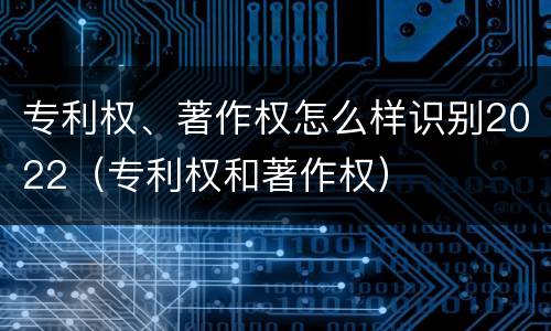 专利权、著作权怎么样识别2022（专利权和著作权）