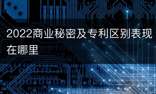 2022商业秘密及专利区别表现在哪里