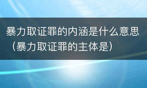 暴力取证罪的内涵是什么意思（暴力取证罪的主体是）