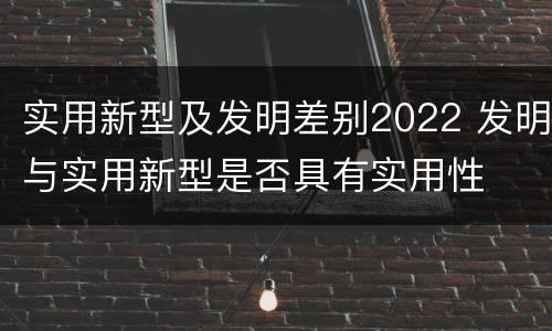 实用新型及发明差别2022 发明与实用新型是否具有实用性
