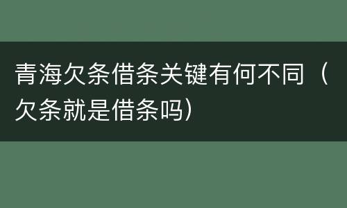 青海欠条借条关键有何不同（欠条就是借条吗）