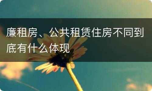 廉租房、公共租赁住房不同到底有什么体现