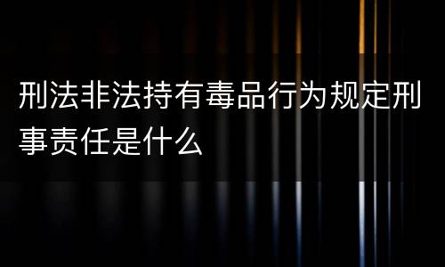 刑法非法持有毒品行为规定刑事责任是什么