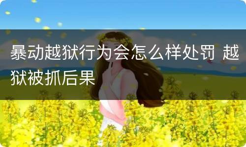 暴动越狱行为会怎么样处罚 越狱被抓后果