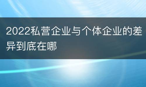 2022私营企业与个体企业的差异到底在哪