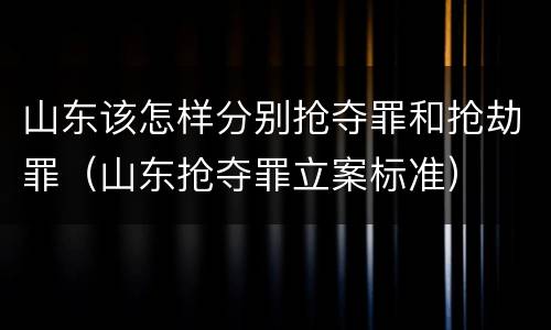 山东该怎样分别抢夺罪和抢劫罪（山东抢夺罪立案标准）