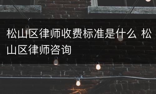松山区律师收费标准是什么 松山区律师咨询