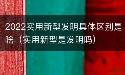 2022实用新型发明具体区别是啥（实用新型是发明吗）