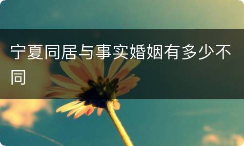 宁夏同居与事实婚姻有多少不同