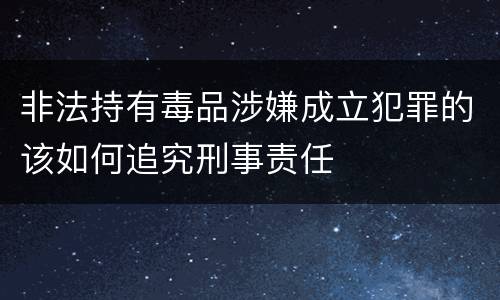 非法持有毒品涉嫌成立犯罪的该如何追究刑事责任