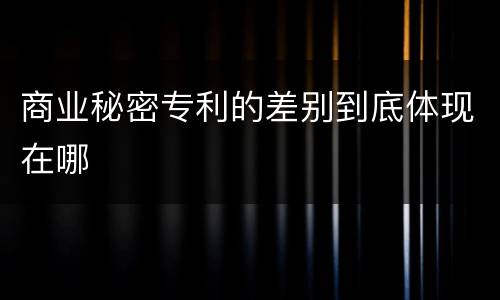 商业秘密专利的差别到底体现在哪