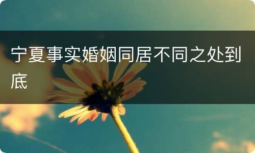 宁夏事实婚姻同居不同之处到底