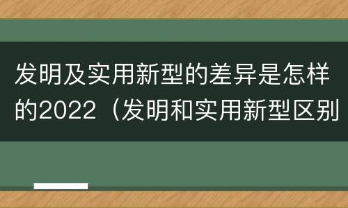 发明及实用新型的差异是怎样的2022（发明和实用新型区别）