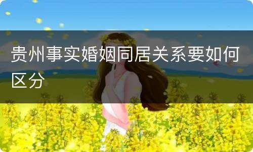 贵州事实婚姻同居关系要如何区分