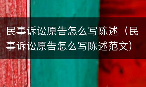 民事诉讼原告怎么写陈述（民事诉讼原告怎么写陈述范文）