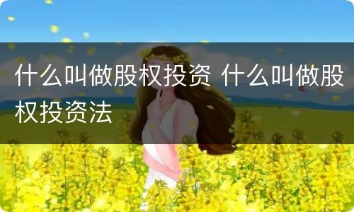 什么叫做股权投资 什么叫做股权投资法