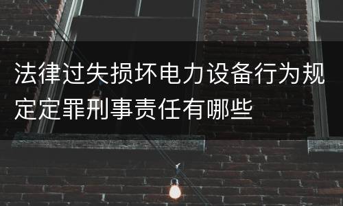法律过失损坏电力设备行为规定定罪刑事责任有哪些