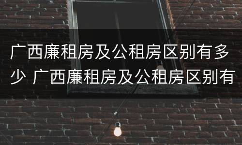 广西廉租房及公租房区别有多少 广西廉租房及公租房区别有多少套