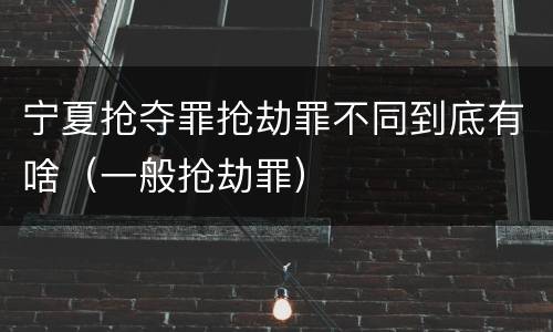 宁夏抢夺罪抢劫罪不同到底有啥（一般抢劫罪）