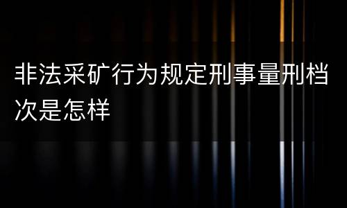 非法采矿行为规定刑事量刑档次是怎样