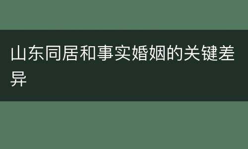 山东同居和事实婚姻的关键差异