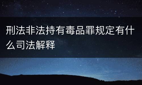刑法非法持有毒品罪规定有什么司法解释