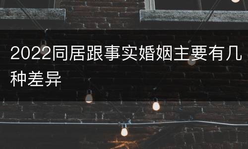 2022同居跟事实婚姻主要有几种差异