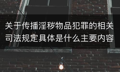 关于传播淫秽物品犯罪的相关司法规定具体是什么主要内容