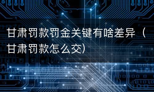 甘肃罚款罚金关键有啥差异（甘肃罚款怎么交）