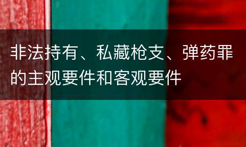 非法持有、私藏枪支、弹药罪的主观要件和客观要件