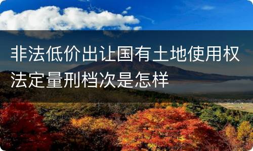 非法低价出让国有土地使用权法定量刑档次是怎样
