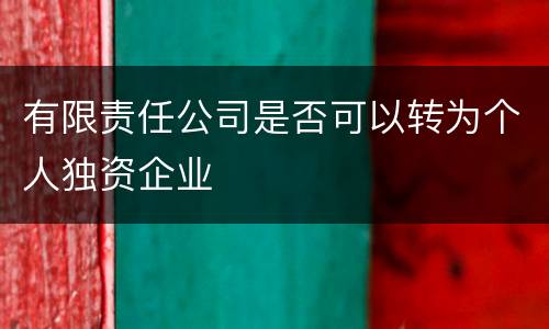 有限责任公司是否可以转为个人独资企业