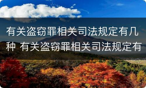 有关盗窃罪相关司法规定有几种 有关盗窃罪相关司法规定有几种情形