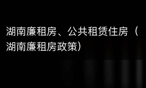 湖南廉租房、公共租赁住房（湖南廉租房政策）