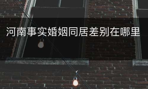 河南事实婚姻同居差别在哪里