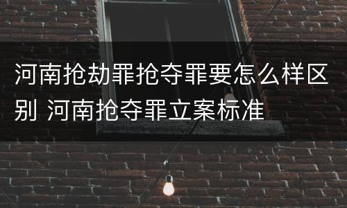 河南抢劫罪抢夺罪要怎么样区别 河南抢夺罪立案标准