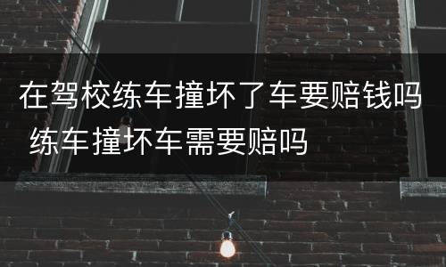 在驾校练车撞坏了车要赔钱吗 练车撞坏车需要赔吗